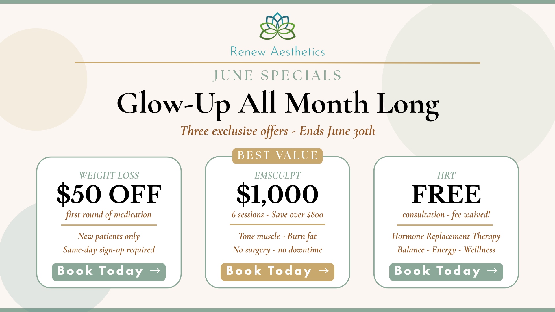 June Glow-Up Specials at Renew Aesthetics in Rogers, AR